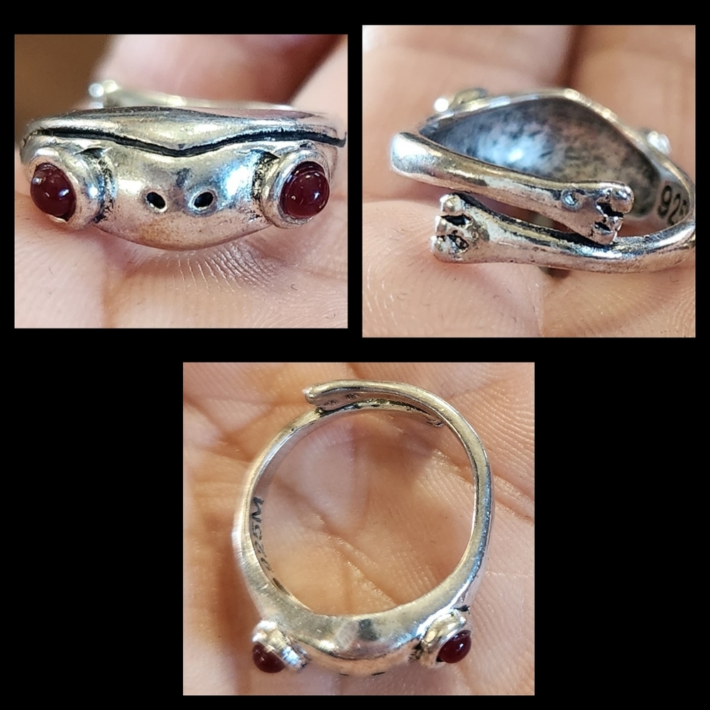 Sterling Silver Frog Ring - image 1